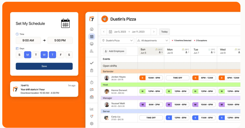 restaurant scheduling app 7shifts