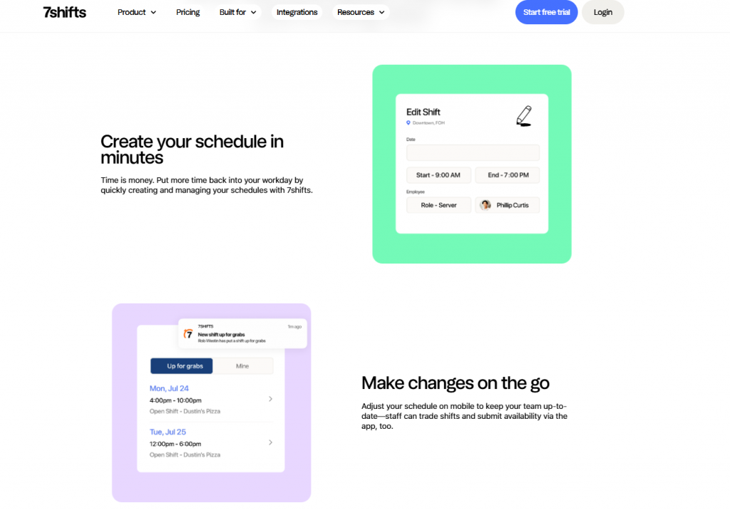 restaurant scheduling app 7shifts