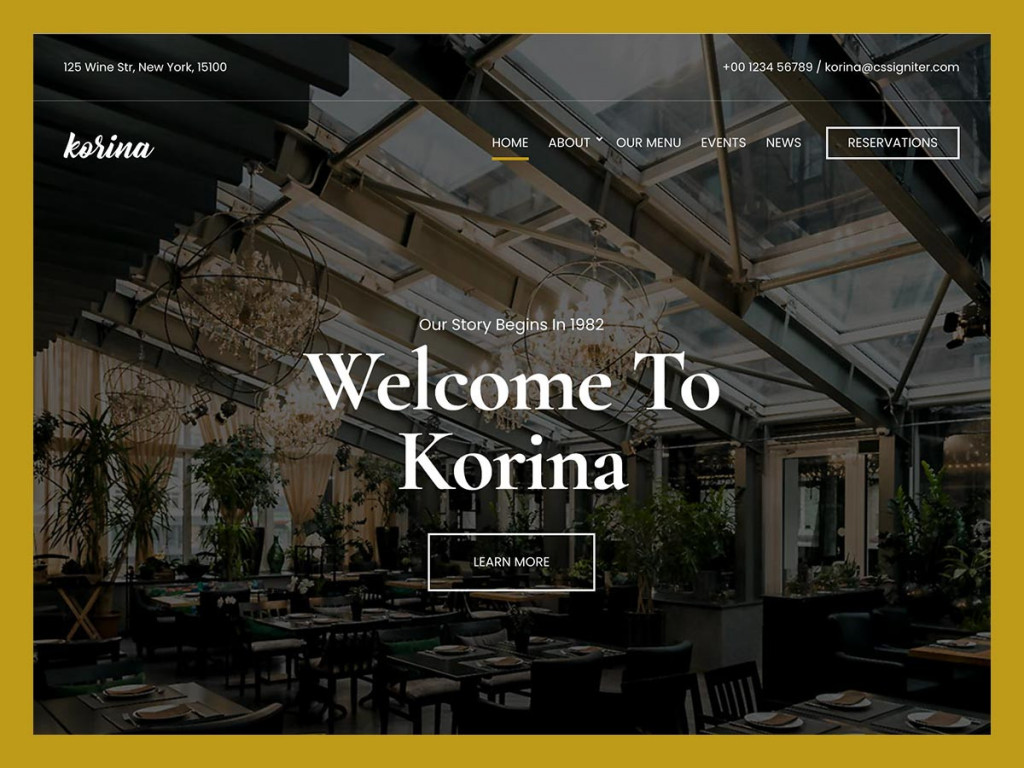 wordpress restaurant themes korina