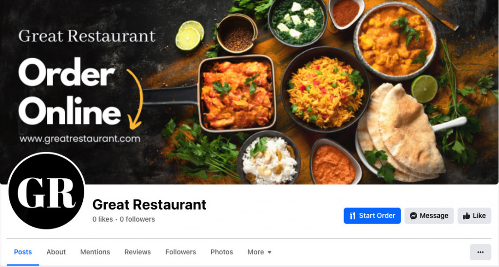 Facebook ads for restaurants - Restaurant Facebook Page example