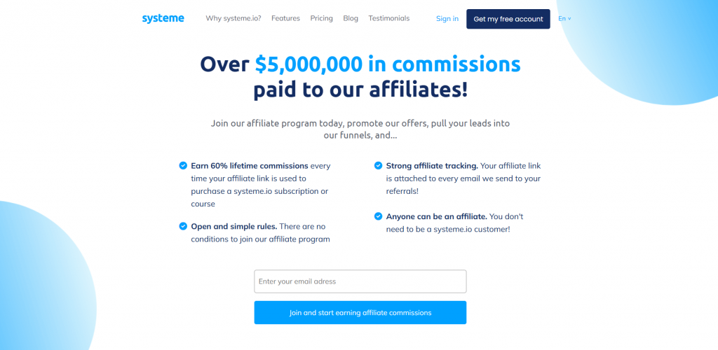 saas affiliate programs - Systeme